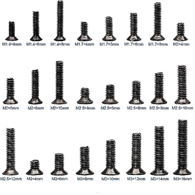 AXK 720pcs Countersunk Flat Head Phillips Small Mini Screw Set M1.4 M1.7 M2 M2.5 M3 Carbon Steel Computer Notebook Laptop Screws Kit - Image 3